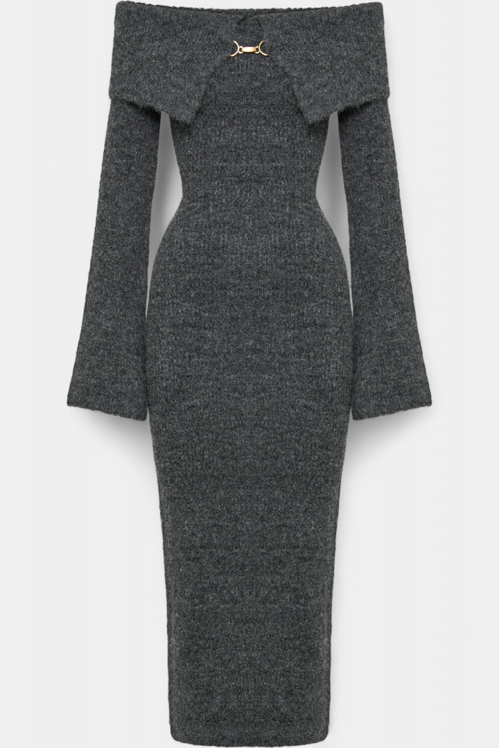 Elodie | Off-Shoulder Ribbed Midi Dress