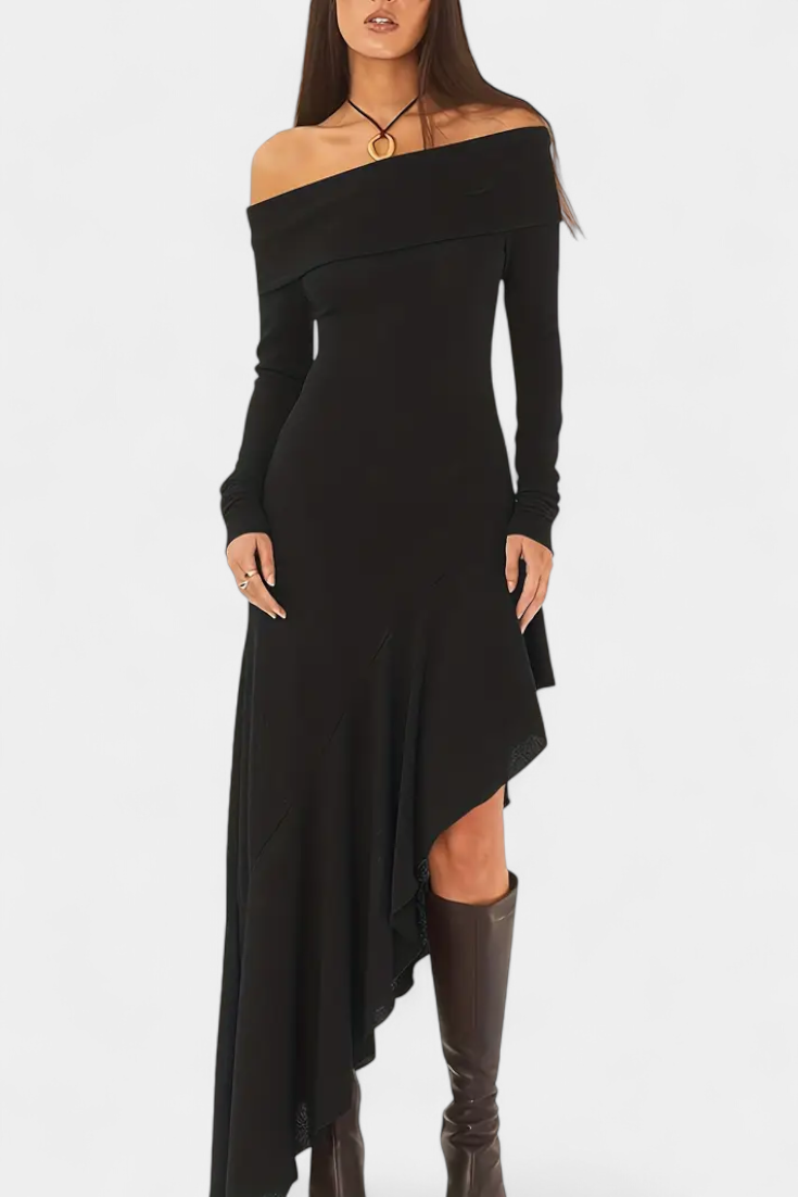 Solene | Off-Shoulder Asymmetrical Maxi Dress