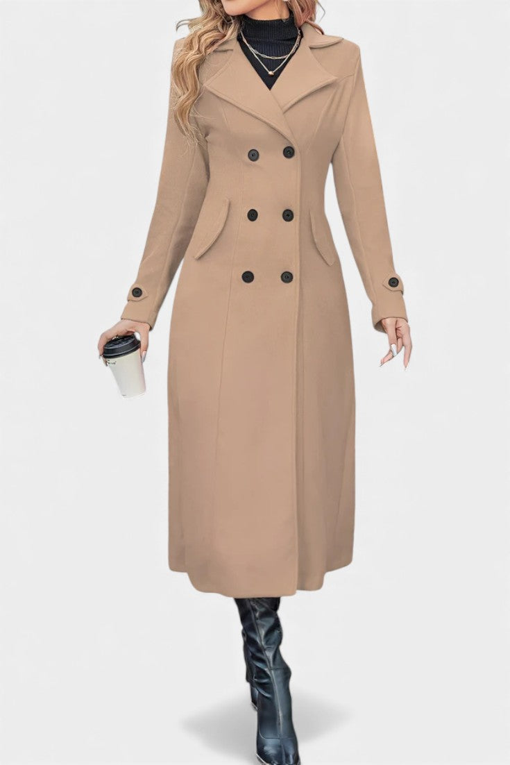 Rosemarie | Long Double-Breasted Coat with Notched Lapels