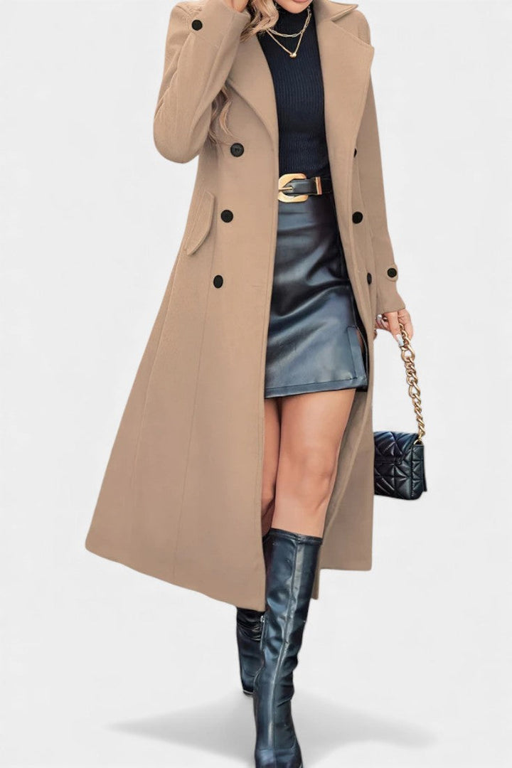 Rosemarie | Long Double-Breasted Coat with Notched Lapels