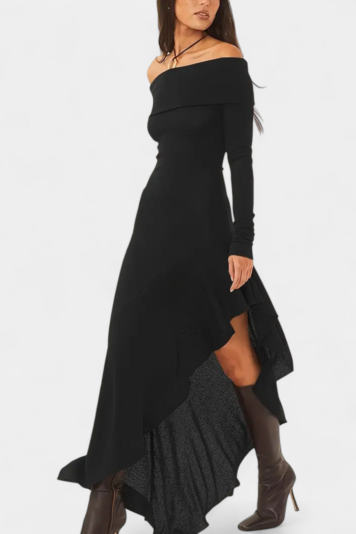 Solene | Off-Shoulder Asymmetrical Maxi Dress