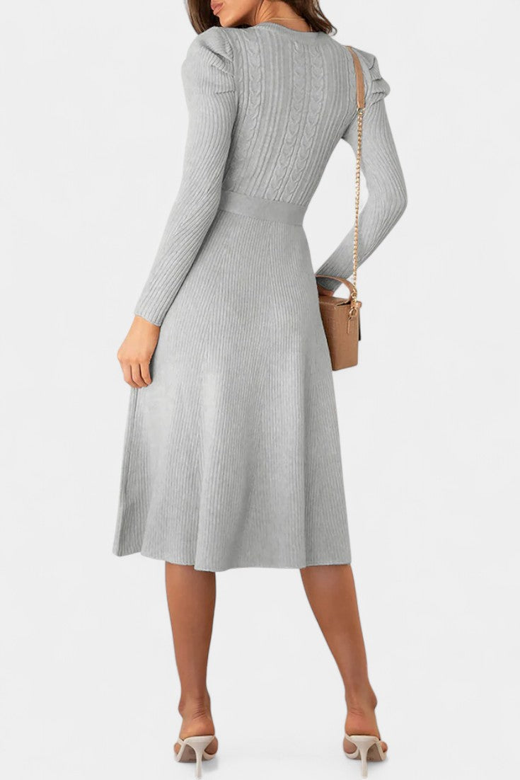 Estelle | Belted A-Line Midi Dress