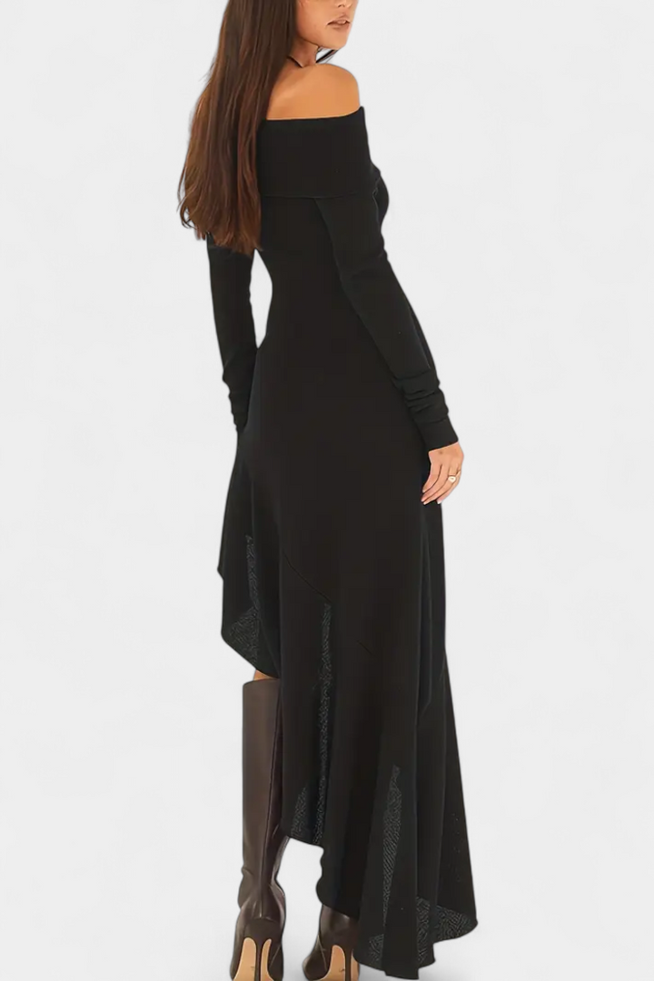 Solene | Off-Shoulder Asymmetrical Maxi Dress
