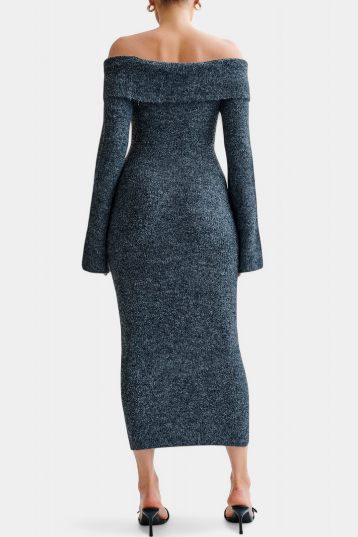 Elodie | Off-Shoulder Ribbed Midi Dress