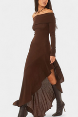 Solene | Off-Shoulder Asymmetrical Maxi Dress