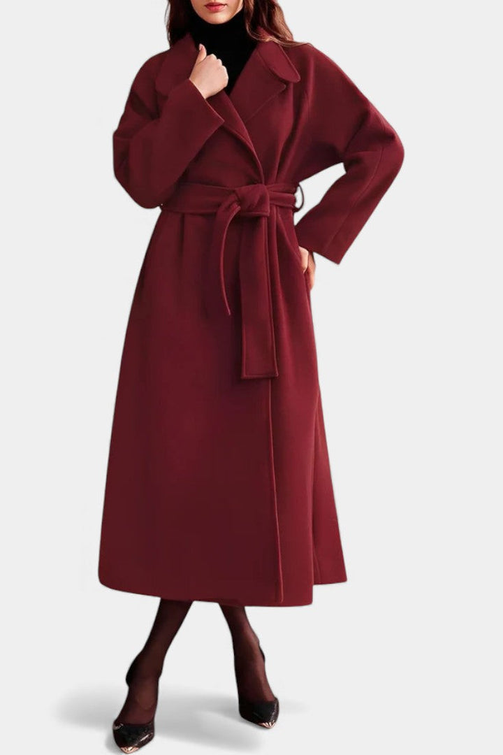 Claire | Adjustable Collar Belted Wrap Coat