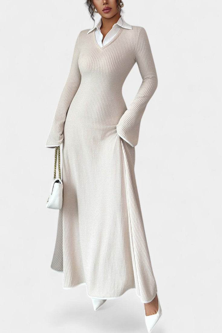 Roselle | Two-Tone Collared Maxi Dress