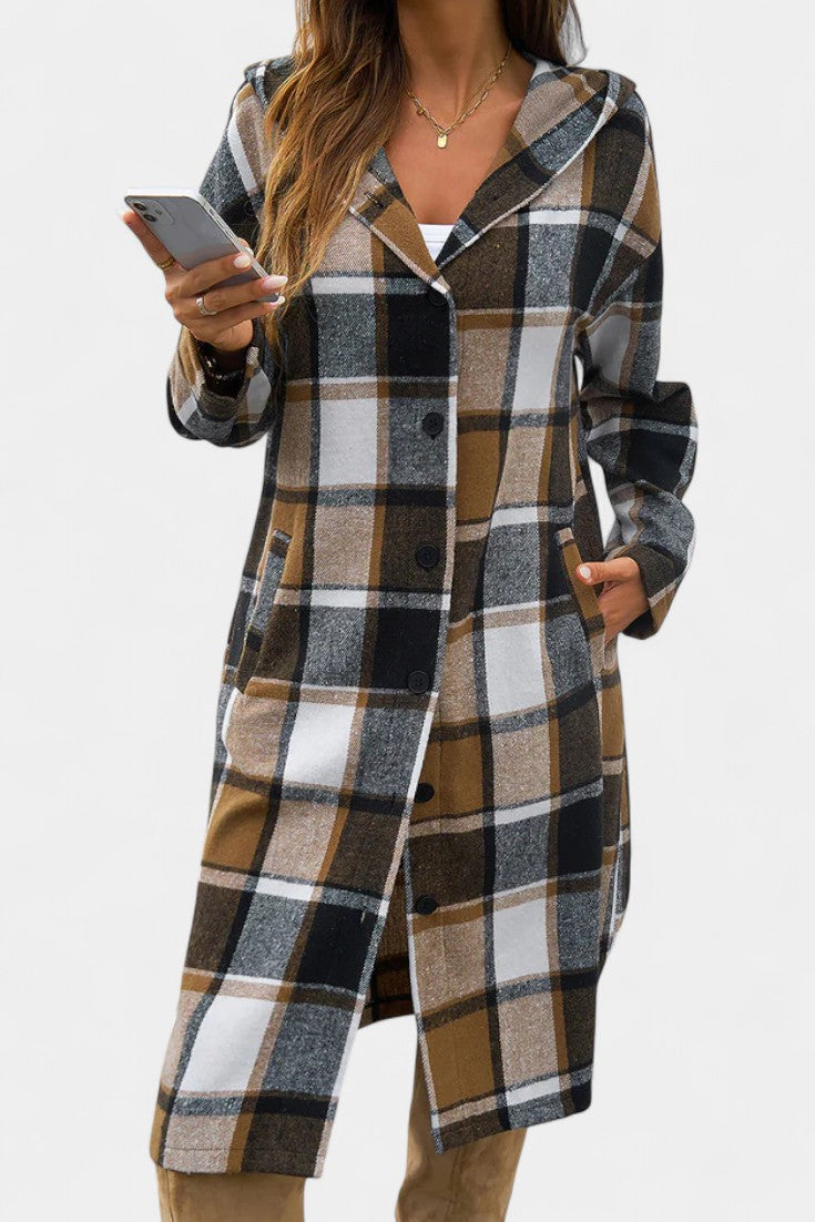 Odalys | Hooded Longline Check Coat