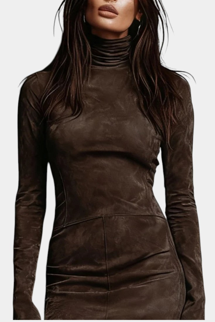 Lisette | Sculpted Turtleneck Mini Dress
