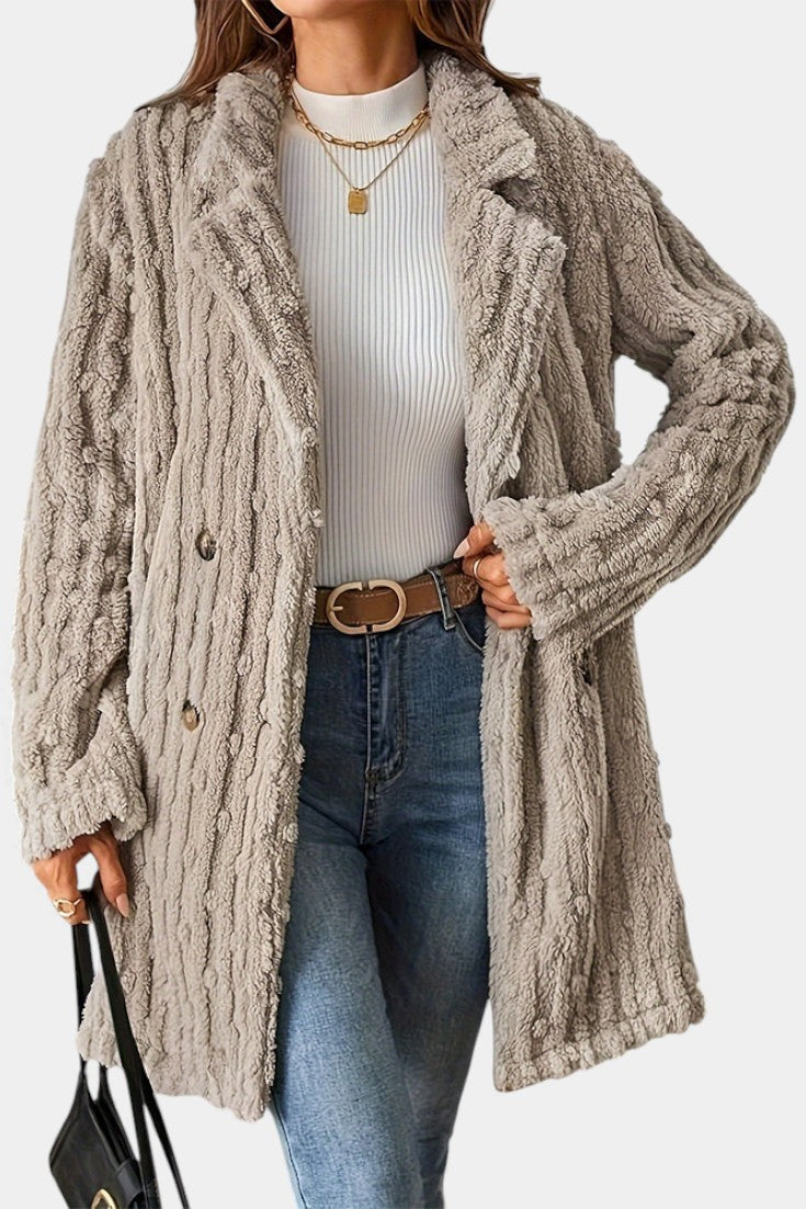 Margery | Cozy Textured Double-Breasted Coat