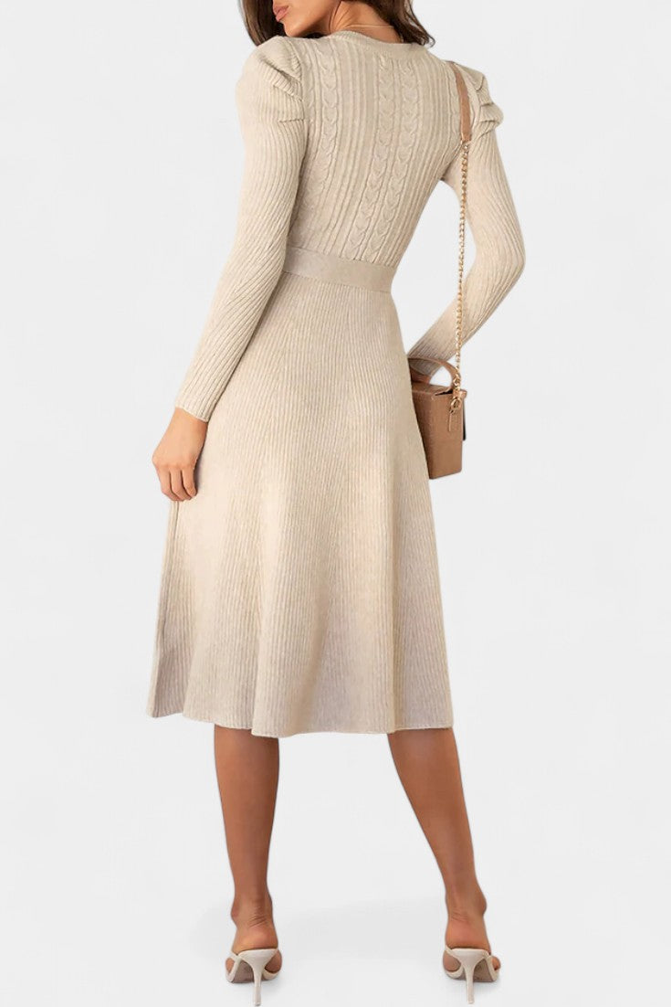 Estelle | Belted A-Line Midi Dress