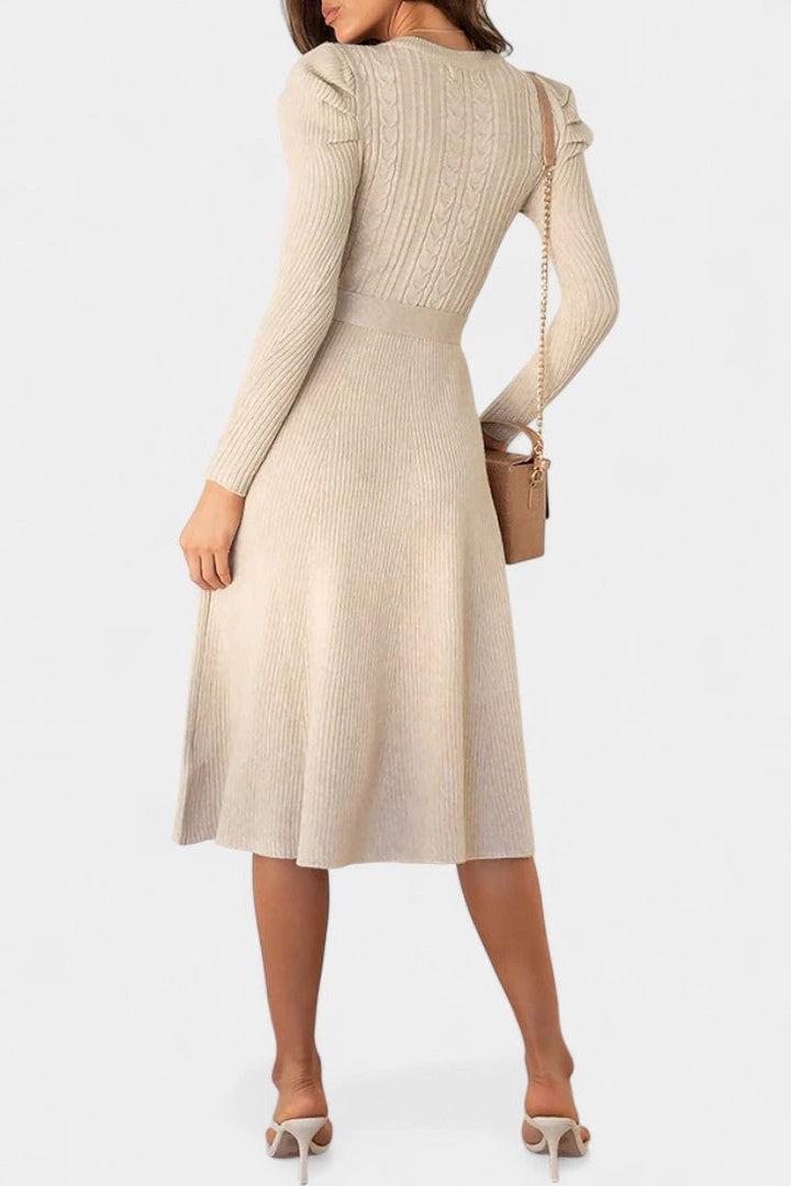 Estelle | Belted A-Line Midi Dress