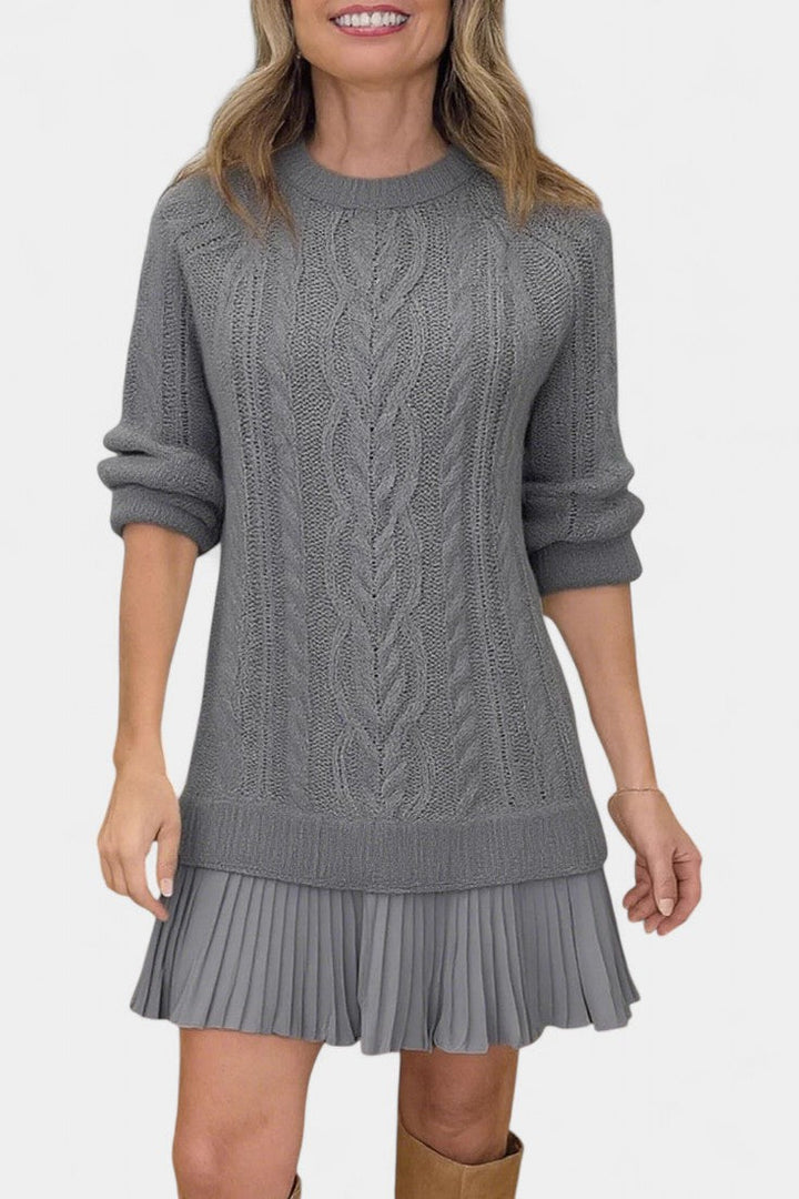 Brielle | Cable-Knit Pleated Sweater Dress