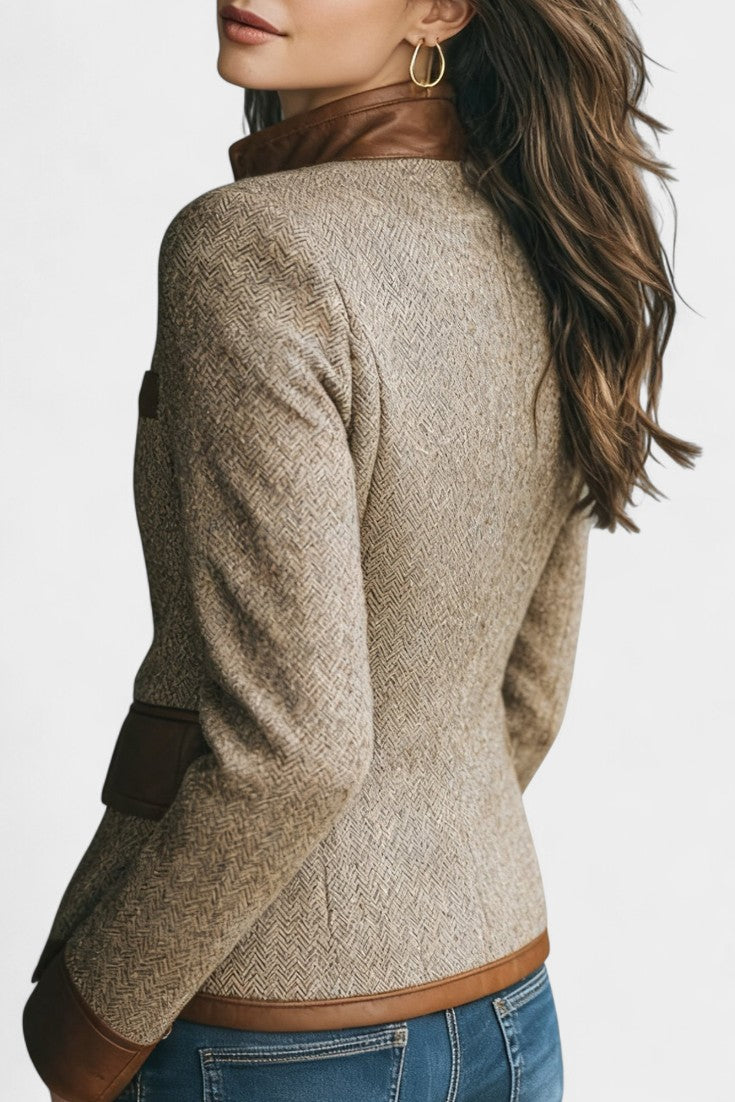 Edwina | Tailored Chevron Jacket with Elevated Collar