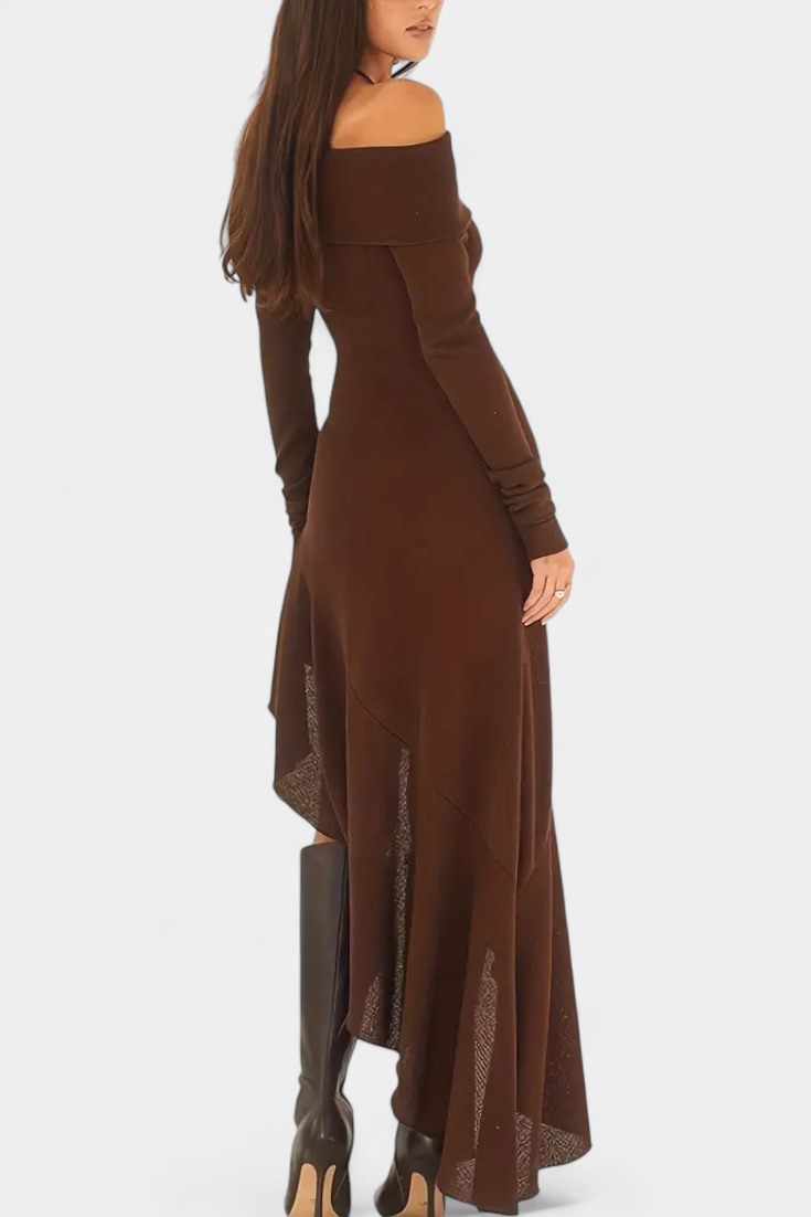 Solene | Off-Shoulder Asymmetrical Maxi Dress