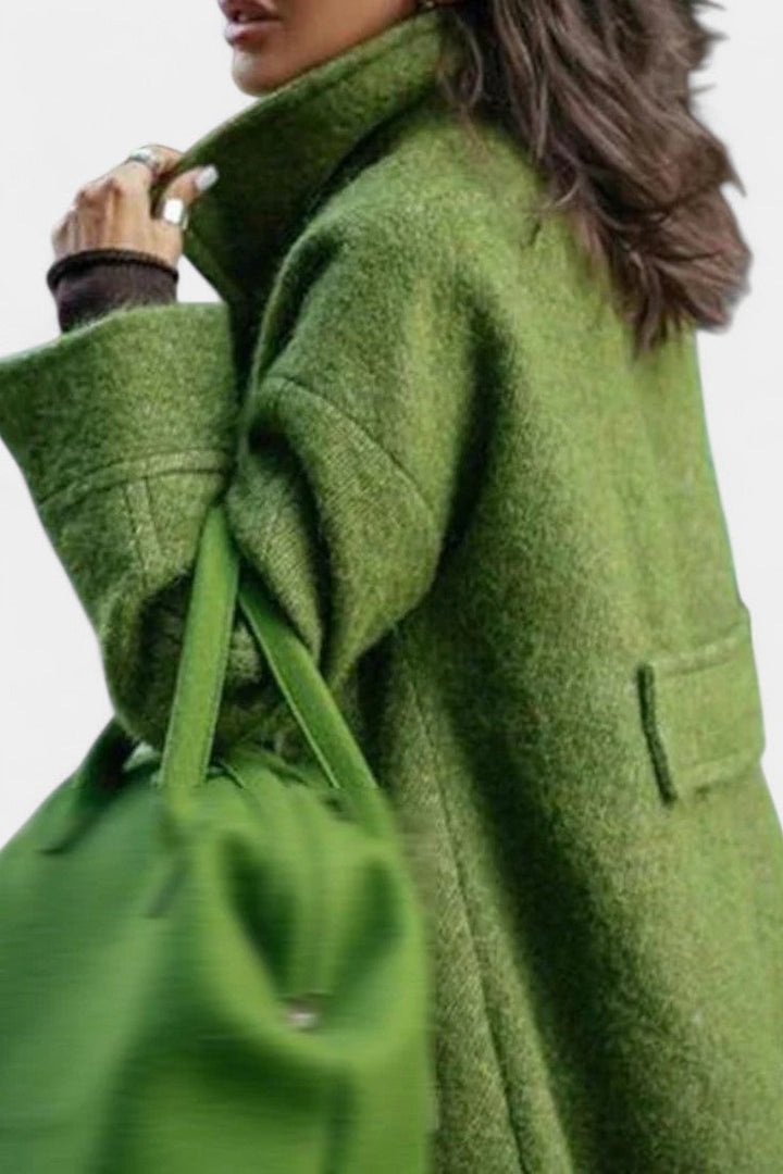Delores | Draped Double-Breasted Long Coat