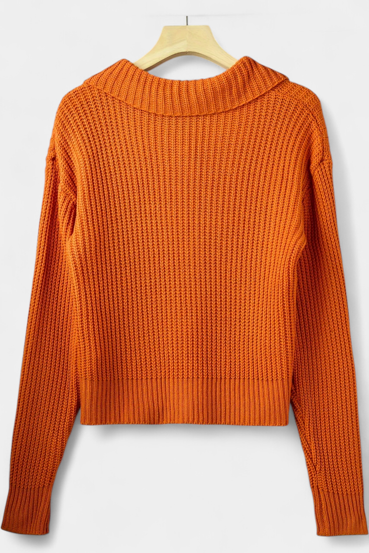 Colette Harbor | Shawl-Collar Ribbed Sweater