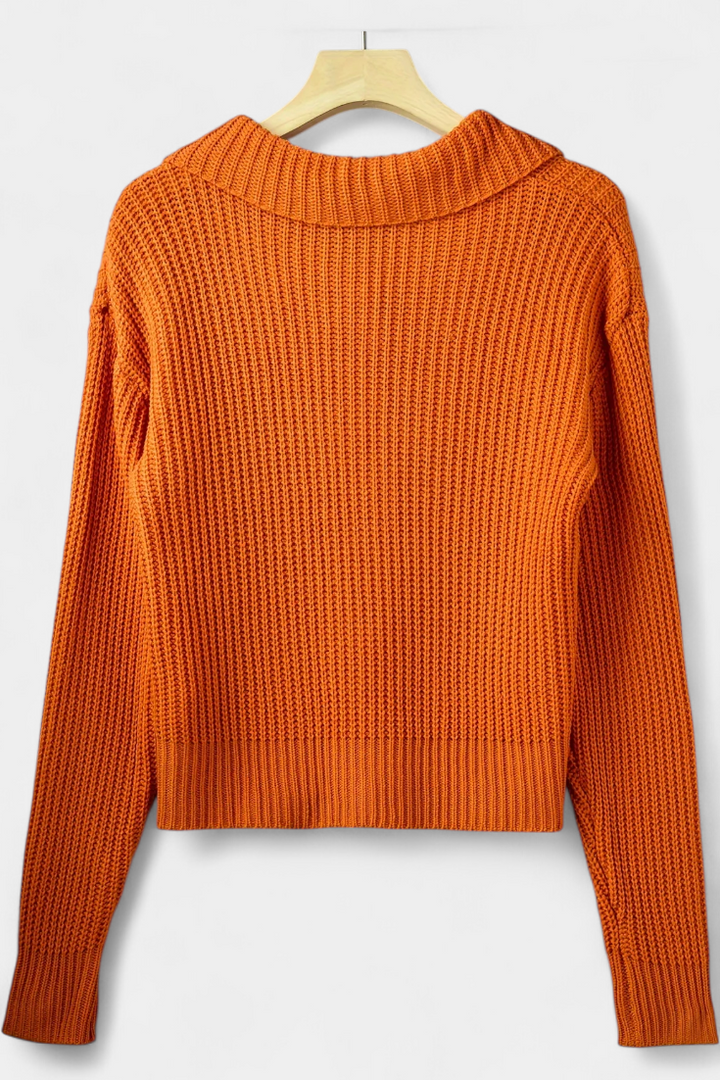 Colette Harbor | Shawl-Collar Ribbed Sweater