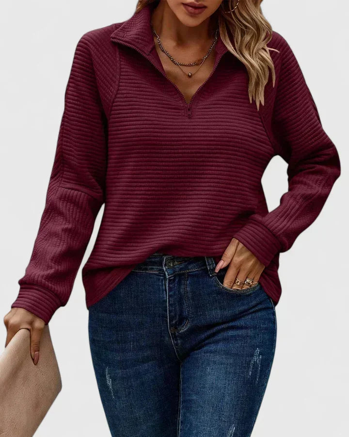 Celine | Textured Half-Zip Pullover