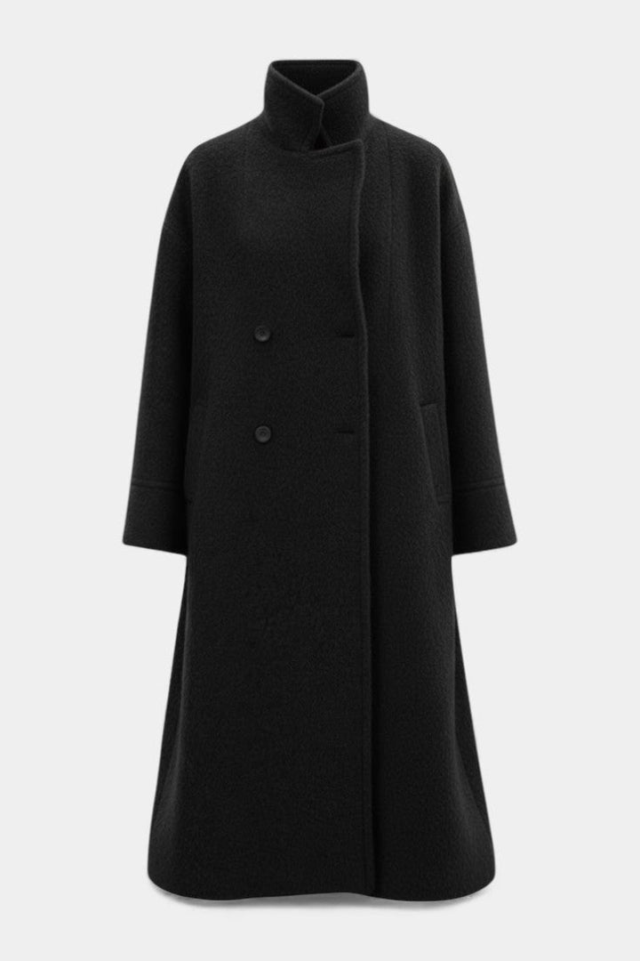 Delores | Draped Double-Breasted Long Coat