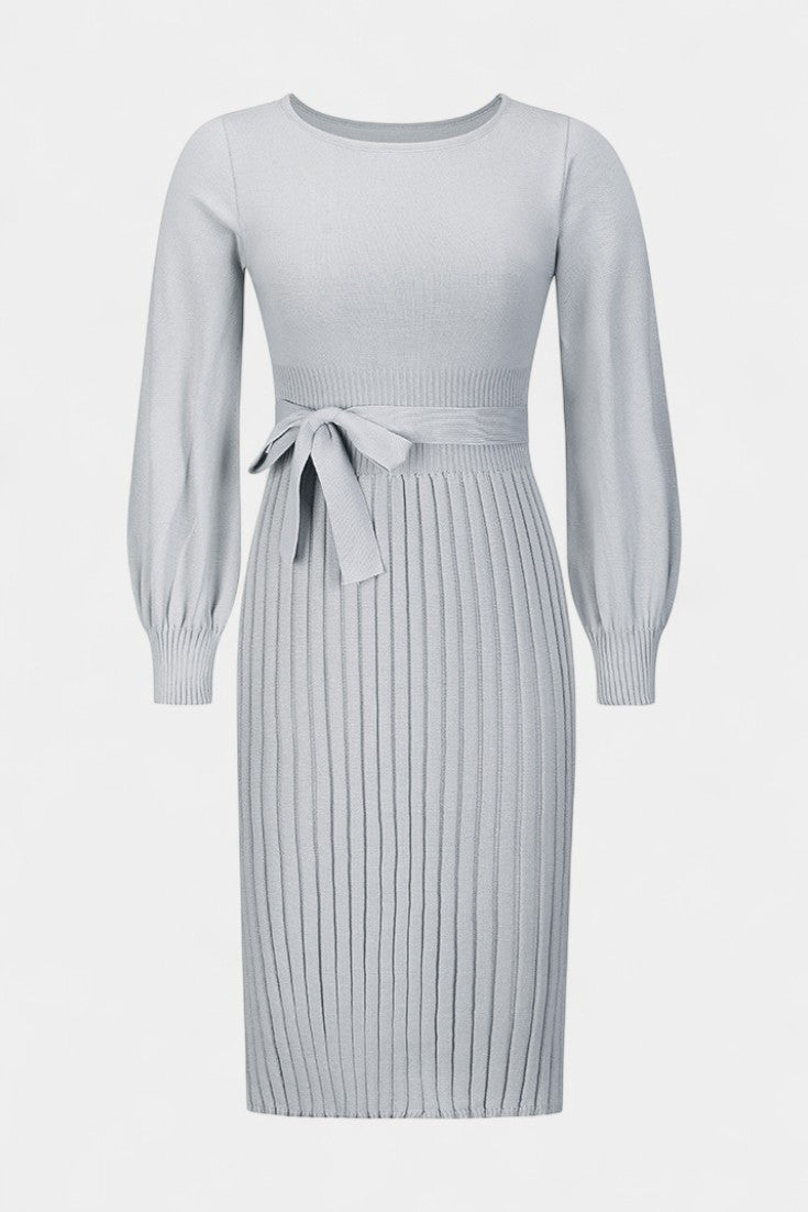 Lisette | Belted Pleated Midi Dress