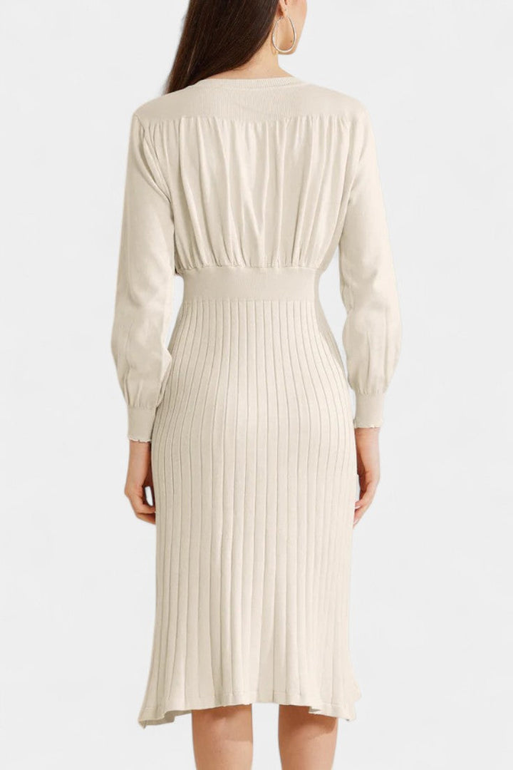 Everly | Ribbed Round-Neck Midi Dress