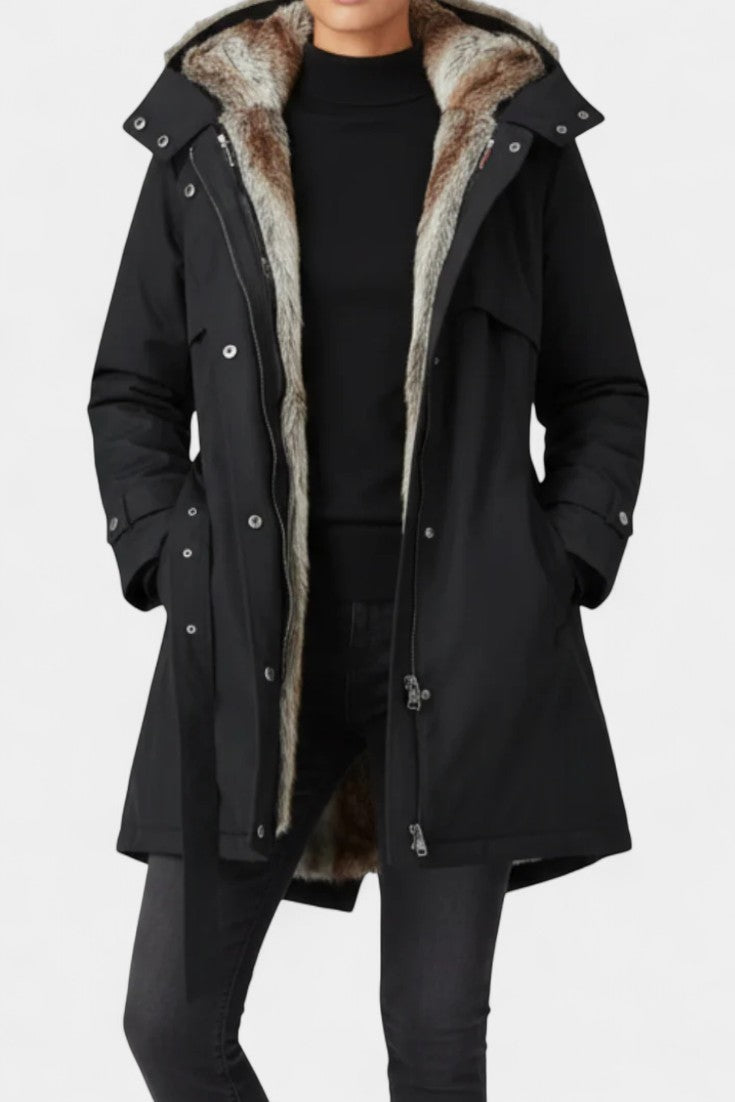 Cecilia | Belted Hooded Long Parka
