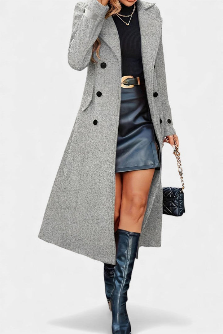 Rosemarie | Long Double-Breasted Coat with Notched Lapels