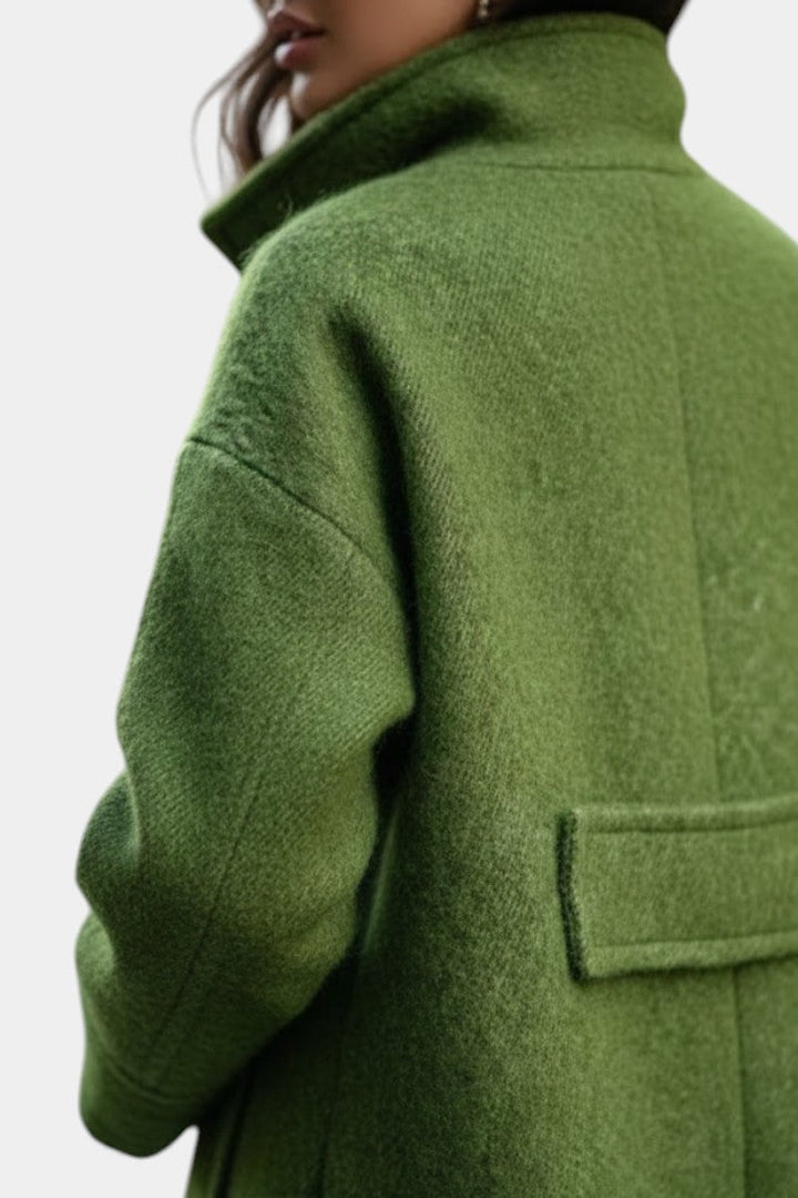 Delores | Draped Double-Breasted Long Coat