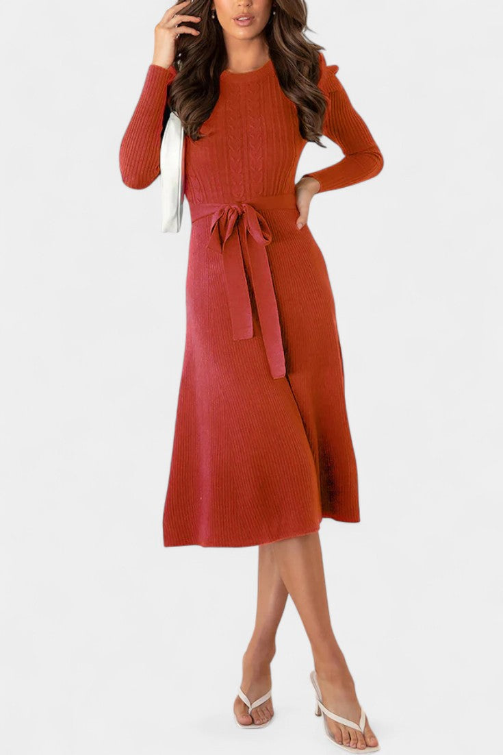 Estelle | Belted A-Line Midi Dress