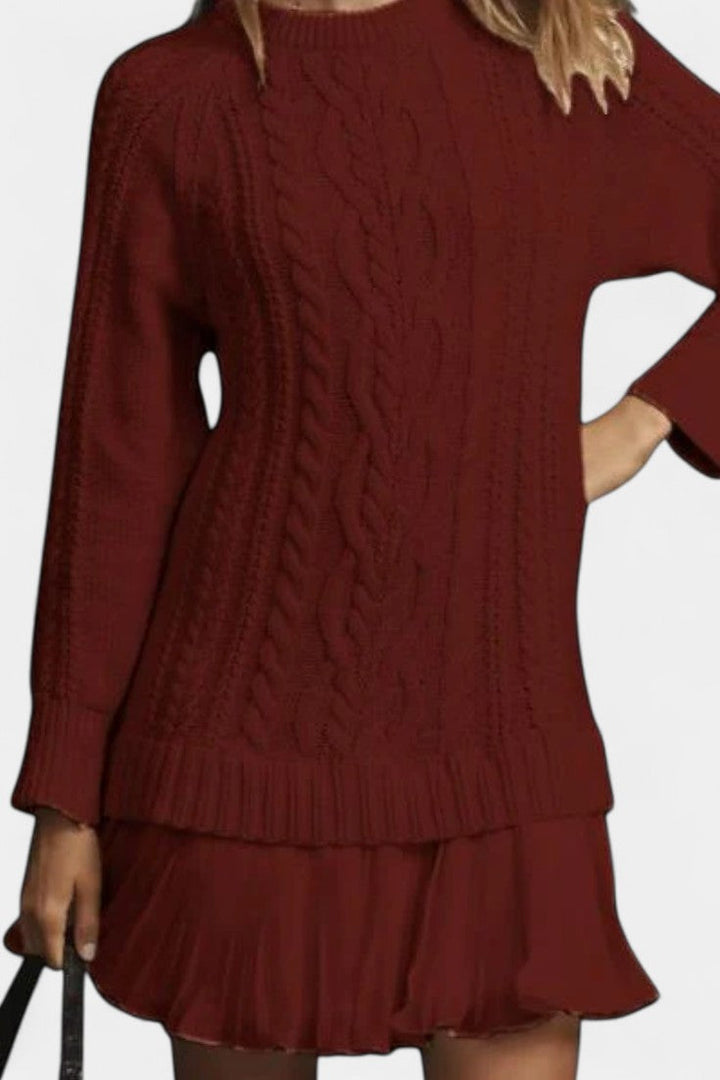Brielle | Cable-Knit Pleated Sweater Dress