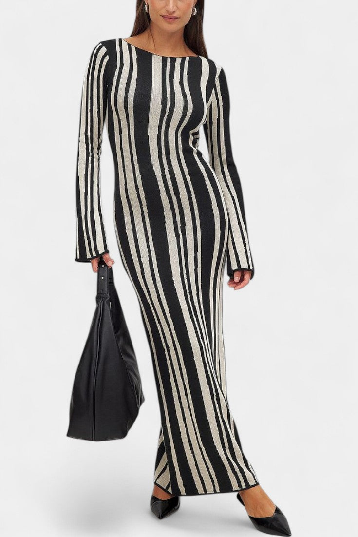Elise | Wavy Pattern Knit Maxi Dress