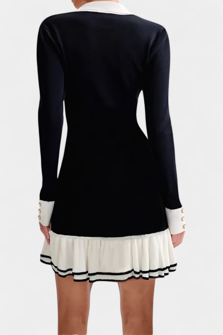 Adelise | Contrast-Trim Sweater Dress