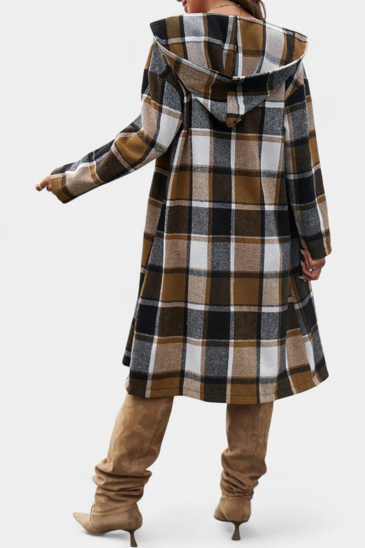 Annette | Plaid Hooded Longline Coat