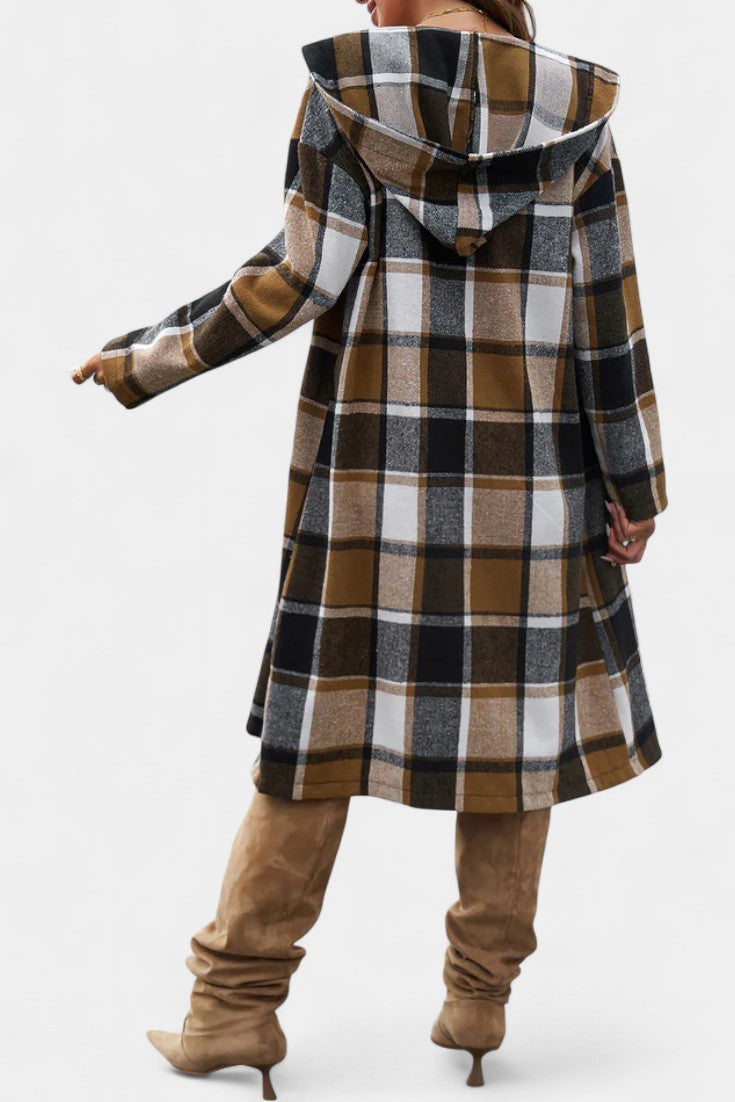 Odalys | Hooded Longline Check Coat
