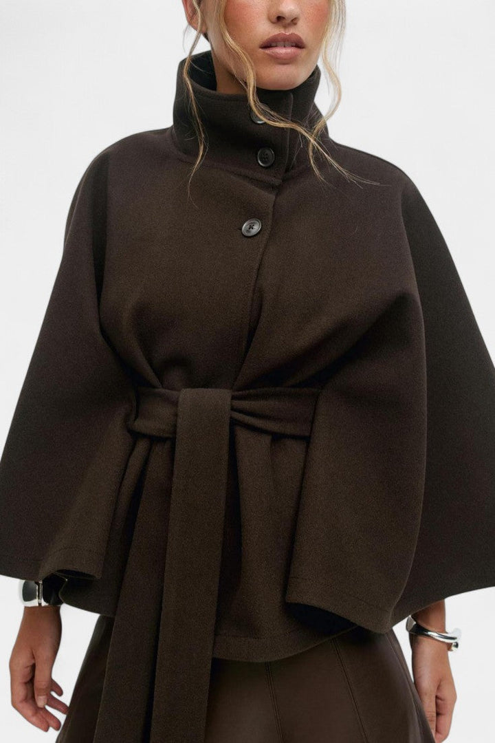 Sigrid | High-Neck Belted Cape