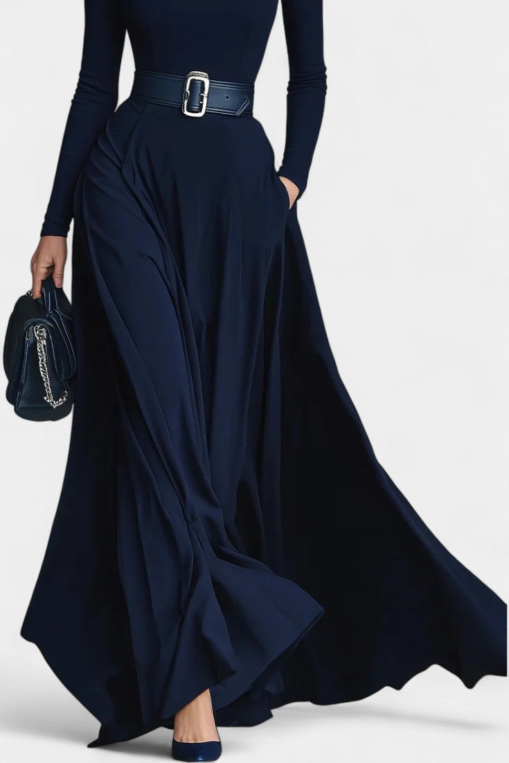 Gloria | High-Neck Flared Maxi Dress