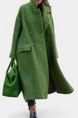 Delores | Draped Double-Breasted Long Coat