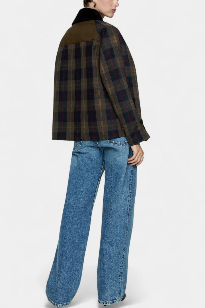 Maisie | Checked Field Jacket with Contrast Collar