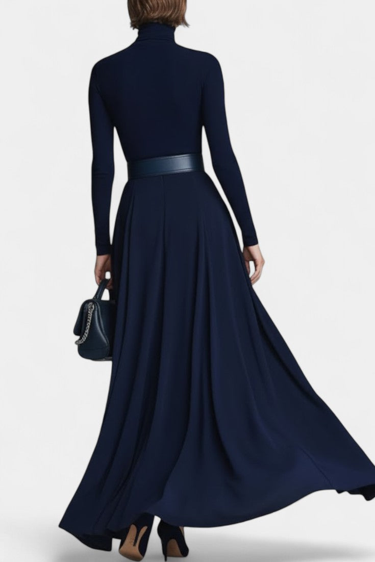 Gloria | High-Neck Flared Maxi Dress
