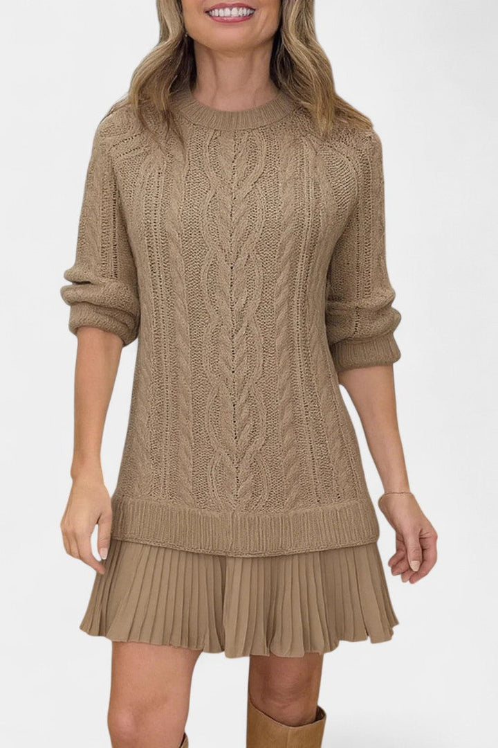 Brielle | Cable-Knit Pleated Sweater Dress