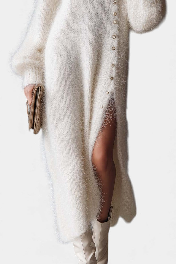 Melisande | Softly Textured Button-Front Midi Dress