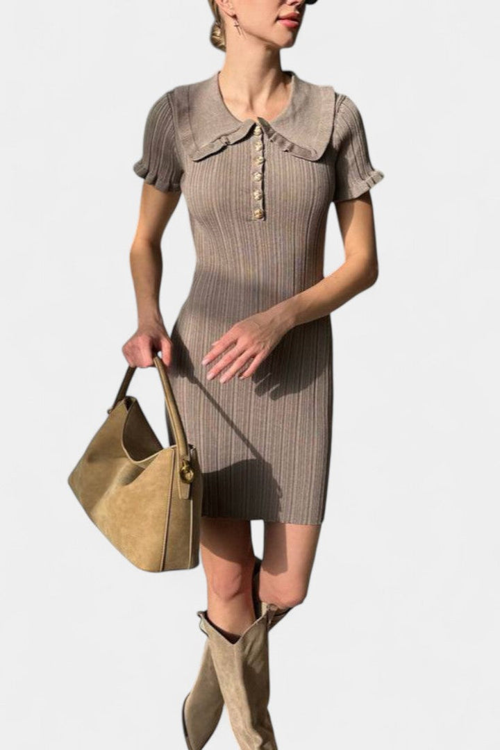 Nell | Ribbed Collared Knit Dress