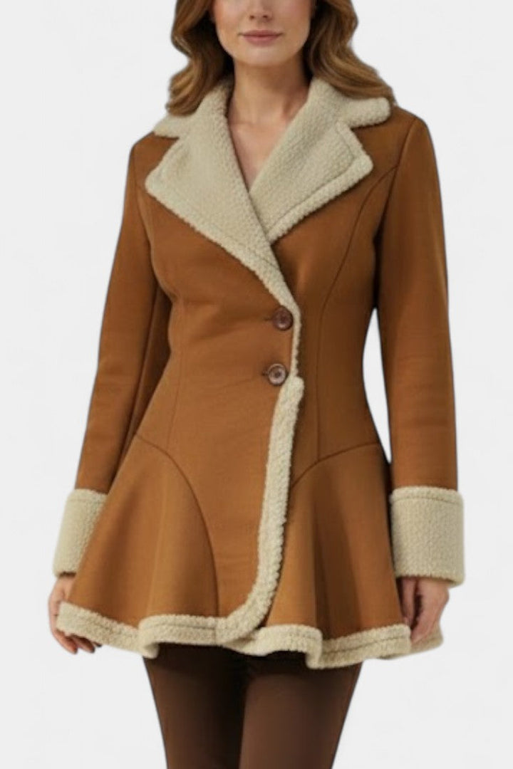 Adeline | Cozy Trim Flared Coat