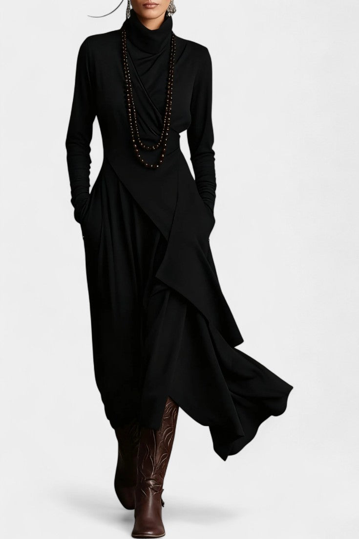 Genevieve | Draped Asymmetrical Maxi Dress