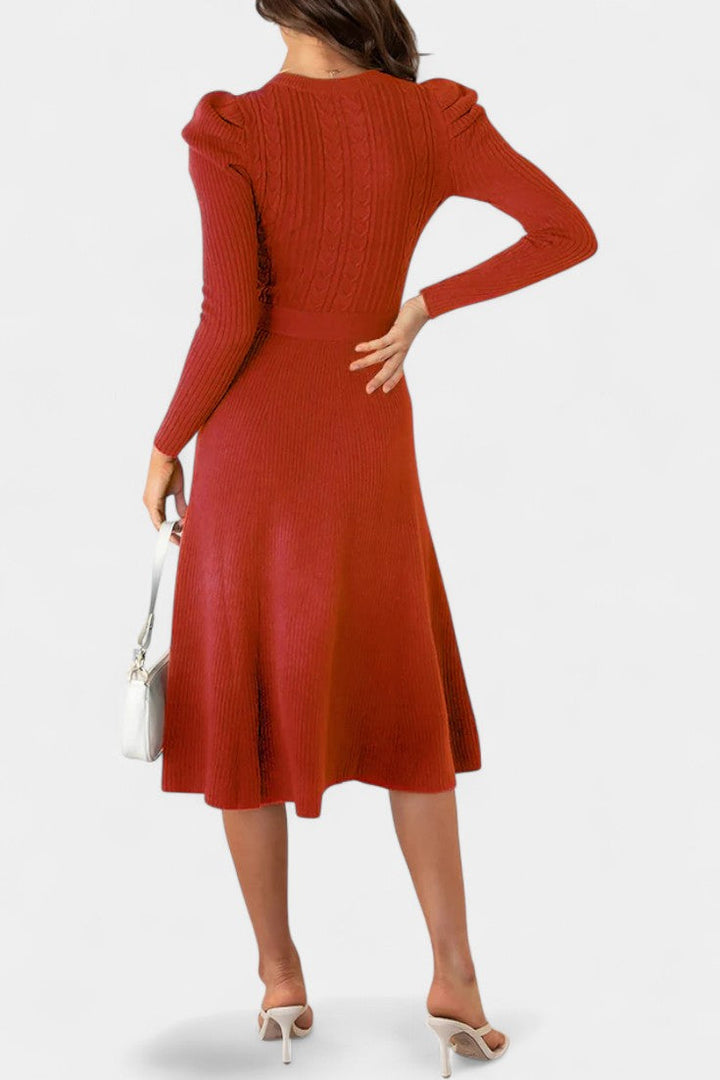 Estelle | Belted A-Line Midi Dress