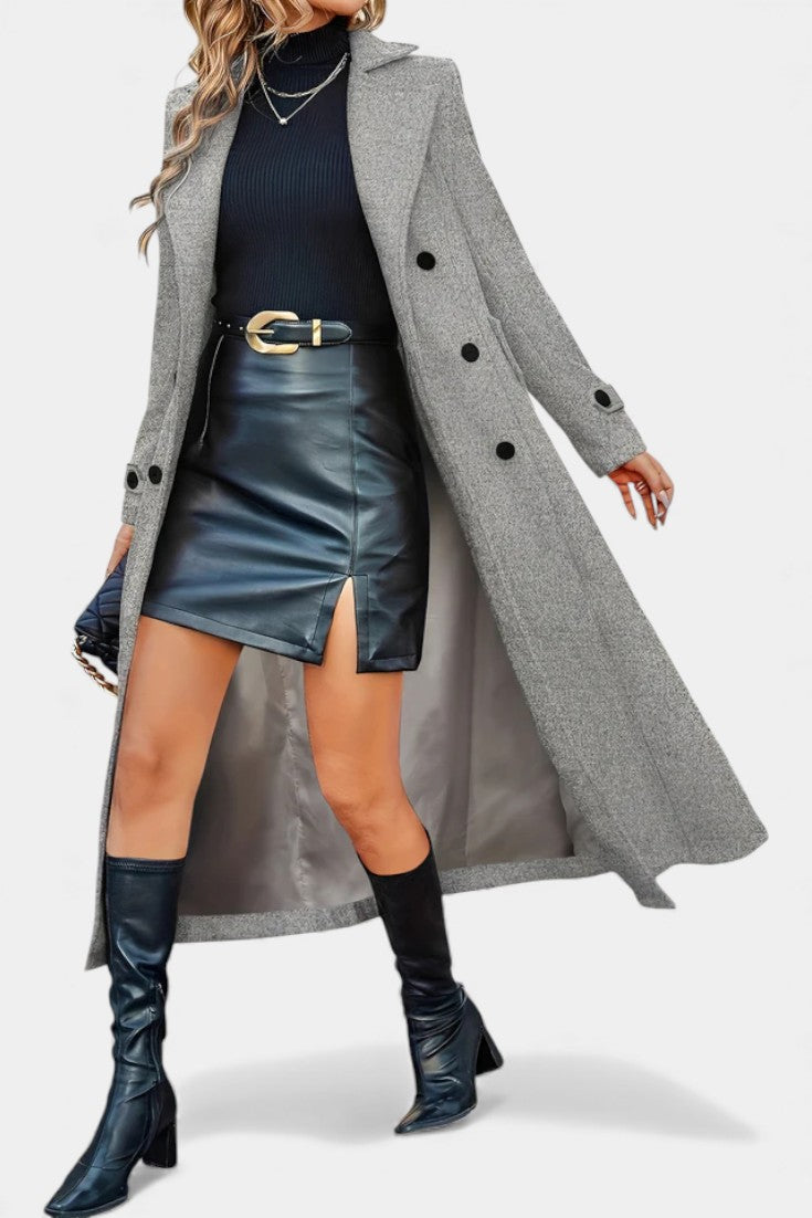 Rosemarie | Long Double-Breasted Coat with Notched Lapels