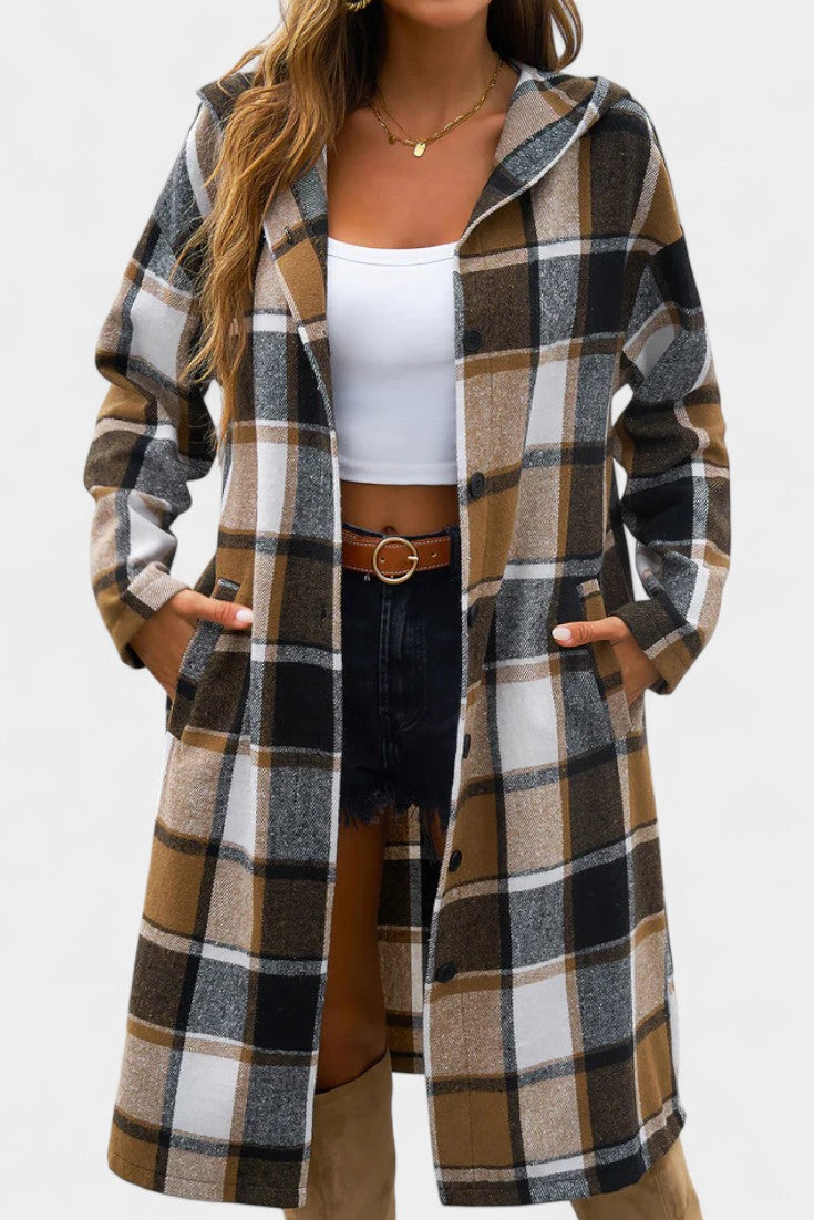Odalys | Hooded Longline Check Coat