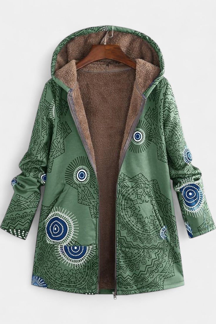 Nancy | Cozy Hooded Patchwork Coat
