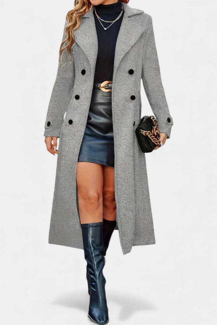Rosemarie | Long Double-Breasted Coat with Notched Lapels